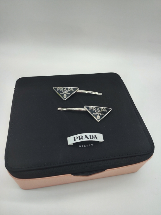 Prada Handbags - PRADA Beauty Train Case Vanity Storage Box Hair Clips Pink Black Travel NWOT